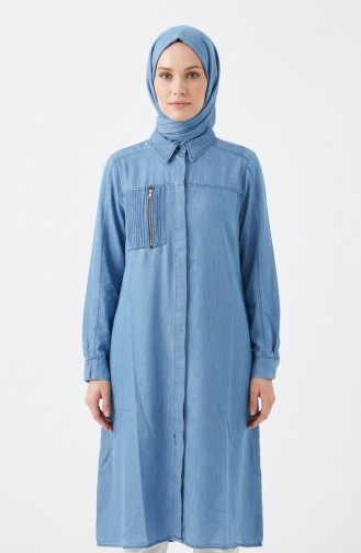 Tencel Fabric Zip-Up Denim Tunic 1912-02 Blue 1912-02