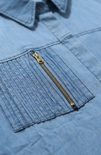 Tencel Fabric Zip-Up Denim Tunic 1912-02 Blue 1912-02