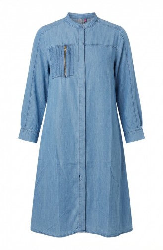 Tencel Fabric Zip-Up Denim Tunic 1912-02 Blue 1912-02