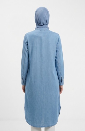 Denim-Tunika Aus Tencel-Stoff Mit Stehkragen Modell 2112-01 Hellblau 2112-01