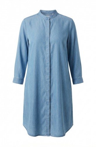 Denim-Tunika Aus Tencel-Stoff Mit Stehkragen Modell 2112-01 Hellblau 2112-01