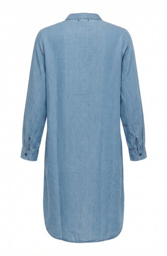 Denim-Tunika Aus Tencel-Stoff Mit Stehkragen Modell 2112-01 Hellblau 2112-01