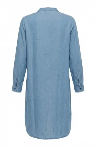 Tunique En Denim Tencel à Col Mandarin 2112-01 Bleu Clair 2112-01