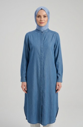 سترة من قماش الدنيم تينسل بياقة صينية 2112-02 أزرق 2112-02