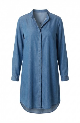 سترة من قماش الدنيم تينسل بياقة صينية 2112-02 أزرق 2112-02