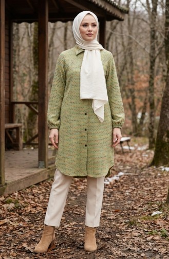 Boydan Düğmeli Oduncu Kışlık Tunik 2506-02 Yağ Yeşili