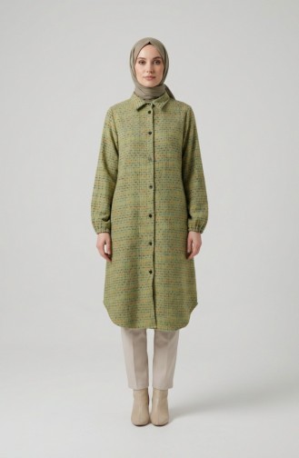 Boydan Düğmeli Oduncu Kışlık Tunik 2506-02 Yağ Yeşili
