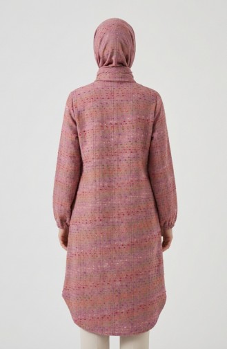 Boydan Düğmeli Oduncu Kışlık Tunik 2506-03 Gül Kurusu