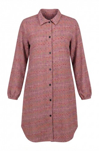 Boydan Düğmeli Oduncu Kışlık Tunik 2506-03 Gül Kurusu