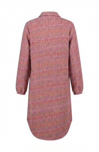 Boydan Düğmeli Oduncu Kışlık Tunik 2506-03 Gül Kurusu