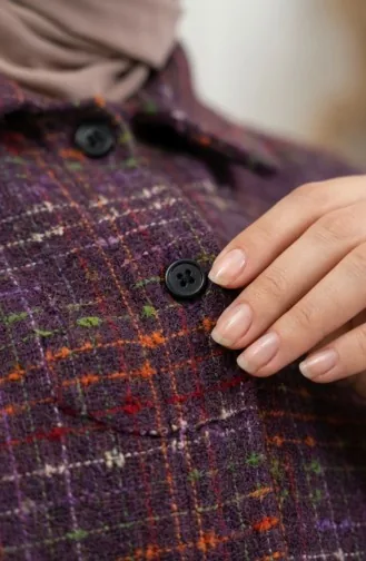 Full-Length Buttoned Lumberjack Winter Tunic 2506-04 Purple 2506-04