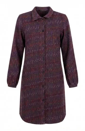 Full-Length Buttoned Lumberjack Winter Tunic 2506-04 Purple 2506-04