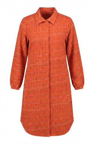 Boydan Düğmeli Oduncu Kışlık Tunik 2506-05 Kiremit