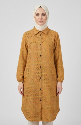 سترة شتوية طويلة بأزرار على طراز الحطاب، لون خردلي، 2506-07 2506-07