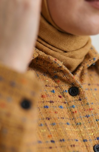 سترة شتوية طويلة بأزرار على طراز الحطاب، لون خردلي، 2506-07 2506-07