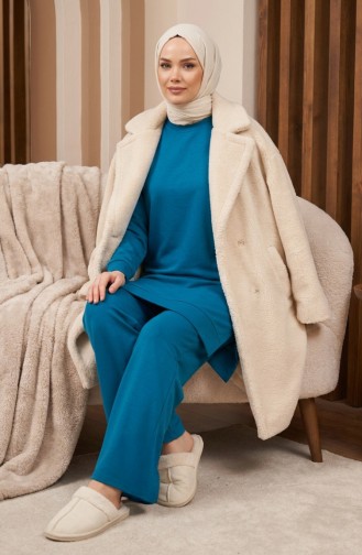 Tracksuit Set With Slit Detail 3083-05 Turquoise 3083-05