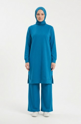 Tracksuit Set With Slit Detail 3083-05 Turquoise 3083-05