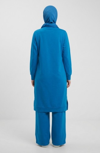 Tracksuit Set With Slit Detail 3083-05 Turquoise 3083-05