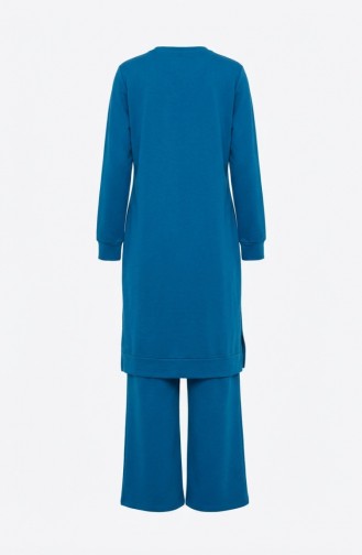 Tracksuit Set With Slit Detail 3083-05 Turquoise 3083-05