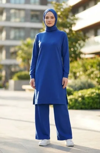 Yırtmaç Detaylı Eşofman Takım 3083-06 Saks