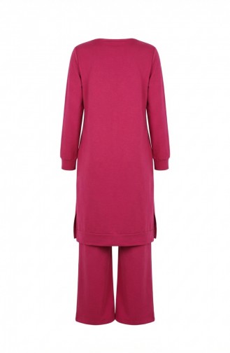 Tracksuit Set With Slit Detail 3083-07 Fuchsia 3083-07