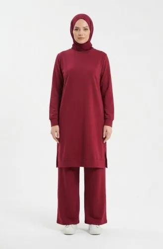 Yırtmaç Detaylı Eşofman Takım 3083-08 Bordo