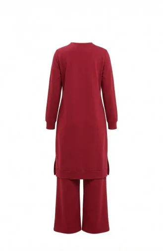 Yırtmaç Detaylı Eşofman Takım 3083-08 Bordo