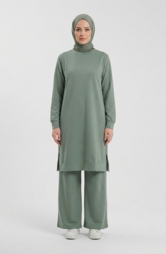 Tracksuit Set With Slit Detail 3083-09 Light Green 3083-09