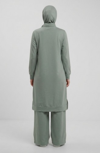 Tracksuit Set With Slit Detail 3083-09 Light Green 3083-09