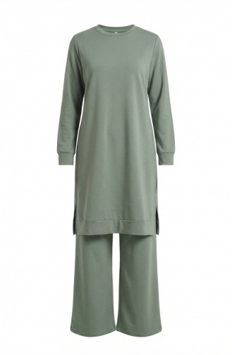 Tracksuit Set With Slit Detail 3083-09 Light Green 3083-09
