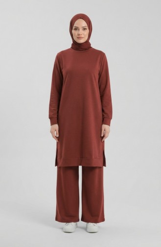 Tracksuit Set With Slit Detail 3083-10 Tan 3083-10