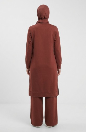 Tracksuit Set With Slit Detail 3083-10 Tan 3083-10