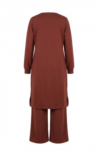 Tracksuit Set With Slit Detail 3083-10 Tan 3083-10