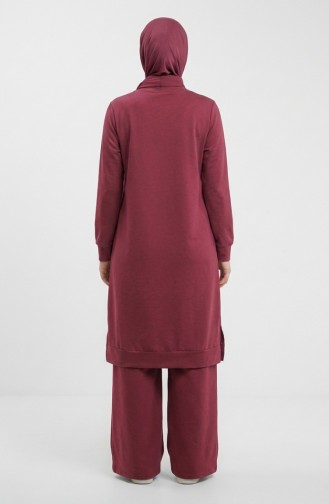 Tracksuit Set With Slit Detail 3083-11 Rose Pink 3083-11