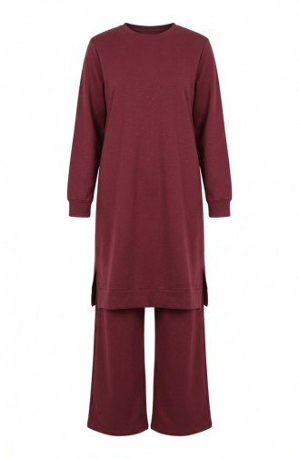 Tracksuit Set With Slit Detail 3083-11 Rose Pink 3083-11