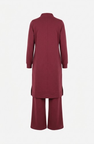 Tracksuit Set With Slit Detail 3083-11 Rose Pink 3083-11