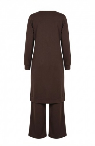 طقم رياضي بفتحة جانبية 3083-12 بني 3083-12