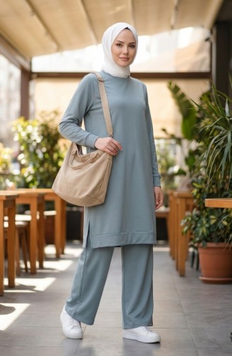 Tracksuit Set With Slit Detail 3083-13 Mint Green 3083-13