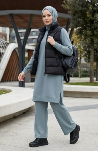 Tracksuit Set With Slit Detail 3083-13 Mint Green 3083-13