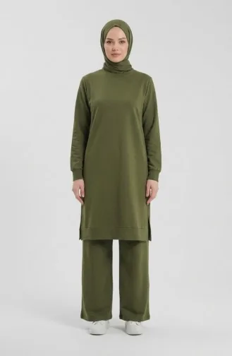Trainingsanzug-Set Mit Schlitzdetail 3083-14 Khaki 3083-14
