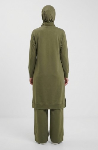Tracksuit Set With Slit Detail 3083-14 Khaki 3083-14