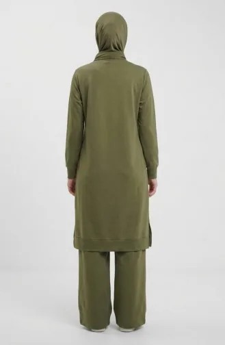 Trainingsanzug-Set Mit Schlitzdetail 3083-14 Khaki 3083-14