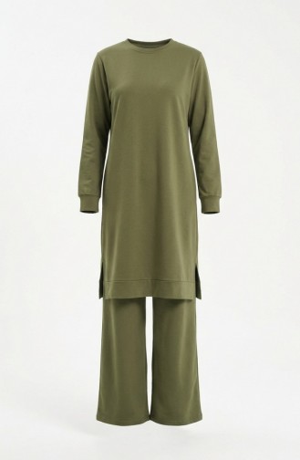 Tracksuit Set With Slit Detail 3083-14 Khaki 3083-14