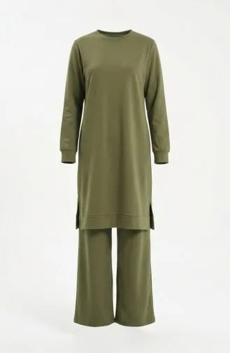 Trainingsanzug-Set Mit Schlitzdetail 3083-14 Khaki 3083-14