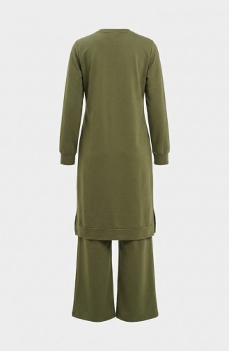 Tracksuit Set With Slit Detail 3083-14 Khaki 3083-14