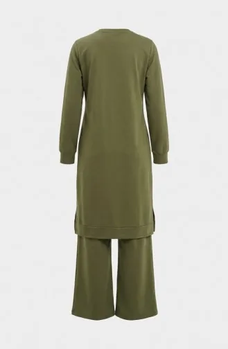 Trainingsanzug-Set Mit Schlitzdetail 3083-14 Khaki 3083-14