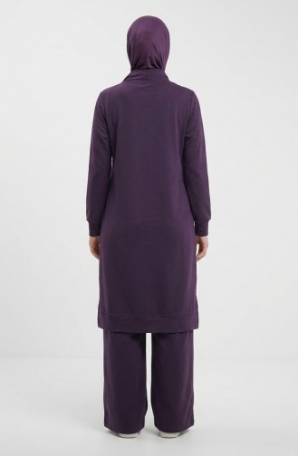 Tracksuit Set With Slit Detail 3083-15 Purple 3083-15