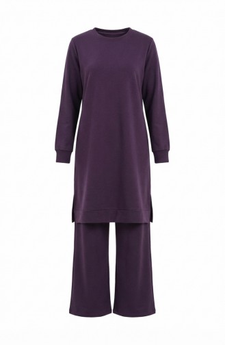Tracksuit Set With Slit Detail 3083-15 Purple 3083-15