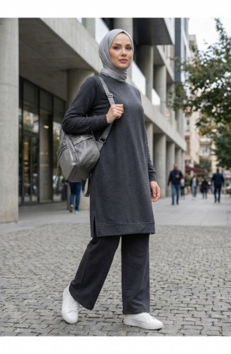 Trainingsanzug-Set Mit Schlitzdetail 3083-16 Anthrazit 3083-16