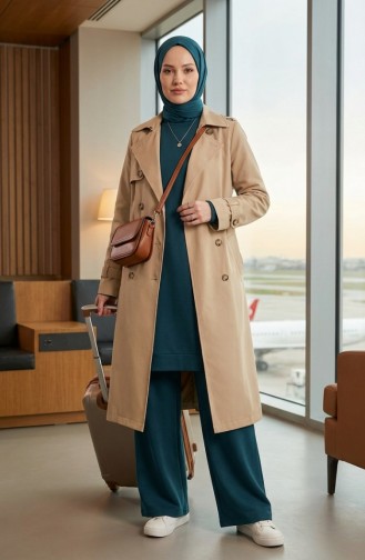 Trainingsanzug-Set Mit Schlitzdetail 3083-19 Petrol 3083-19